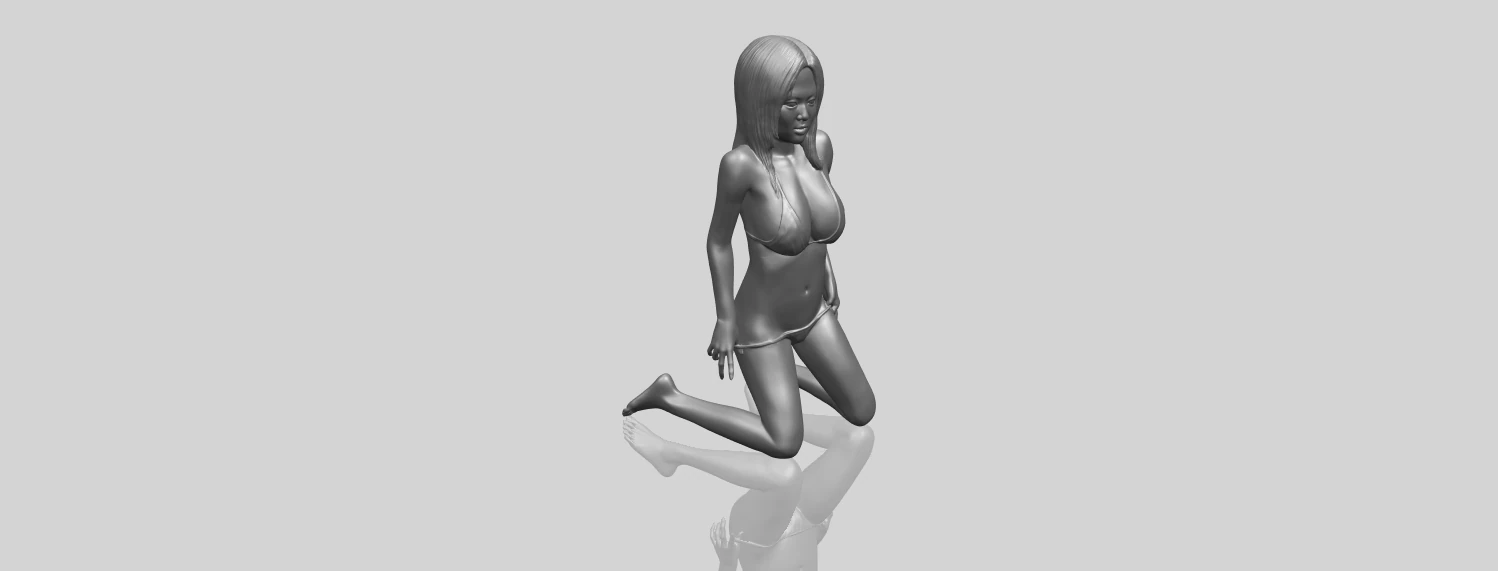 sexy girl 11-bending knee 3D Print Model .c4d .max .obj .3ds .fbx .stl .blend 