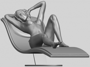 sexy girl 13-lye on chair Modèles 3D en vedette