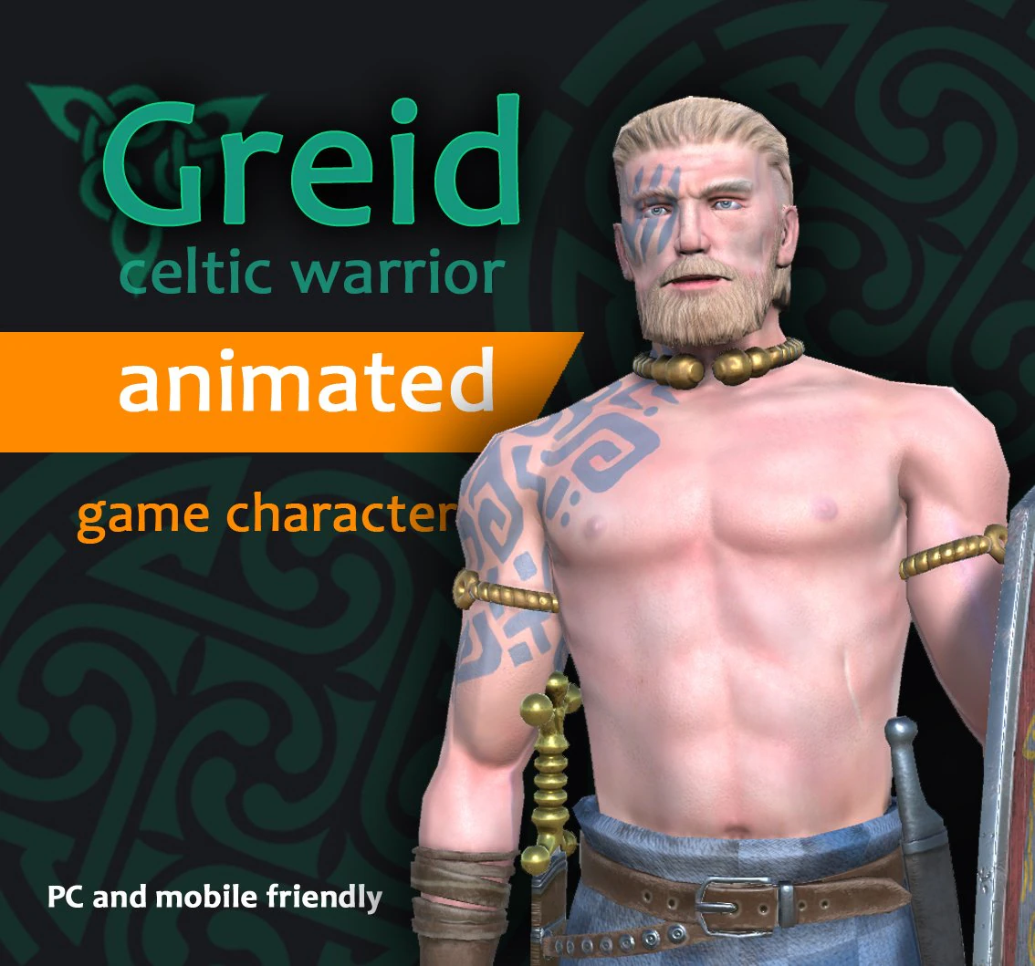 greid celtic warrior 3D Model .c4d .max .obj .3ds .fbx .stl .blend 