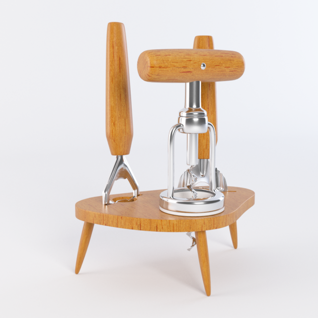 bottle opener - corkscrew 3D Model .c4d .max .obj .3ds .fbx .stl .blend 