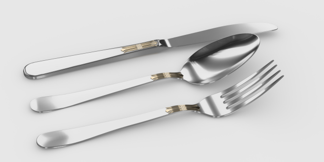 tableware fork spoon and knife Modello 3D .c4d .max .obj .3ds .fbx .stl .blend