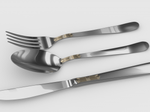 tableware fork spoon and knife Modello 3D