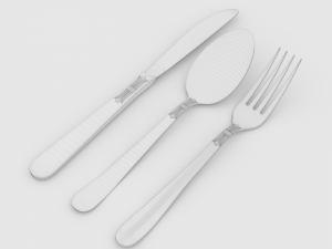 tableware fork spoon and knife Modello 3D