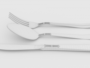 tableware fork spoon and knife Modello 3D
