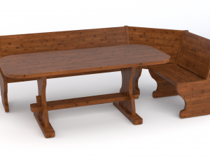 table and bench - wood 3D Model