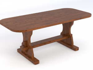 table and bench - wood 3D Model