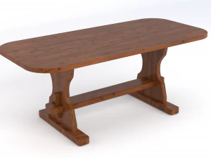table and bench - wood 3D Model
