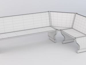 table and bench - wood 3D Model