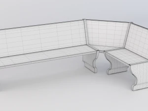 table and bench - wood 3D Model