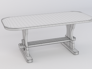 table and bench - wood 3D Model