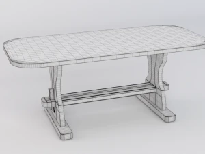 table and bench - wood 3D Model
