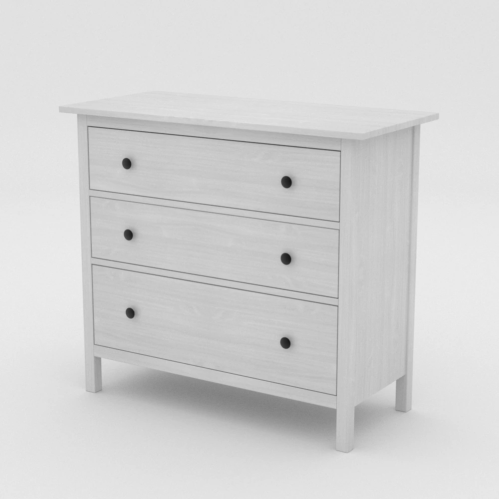 ikea hemnes chest of drawers white wood 3D Model .c4d .max .obj .3ds .fbx .stl .blend 