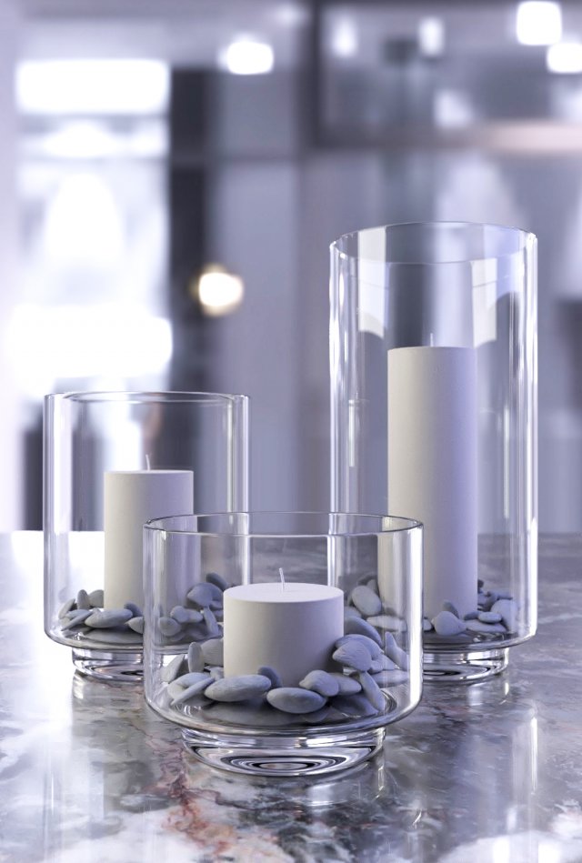 glass candle holder set Model 3D .c4d .max .obj .3ds .fbx .stl .blend 