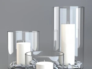 glass candle holder set 3D Model