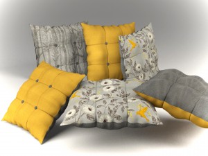 buttoned pillow set 3D मॉडल