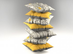 buttoned pillow set 3D मॉडल