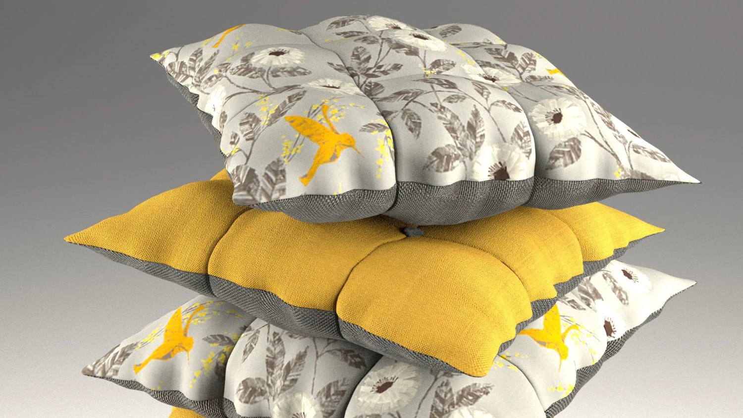 buttoned pillow set 3D Model .c4d .max .obj .3ds .fbx .stl .blend 