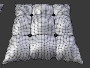 buttoned pillow set 3D Model