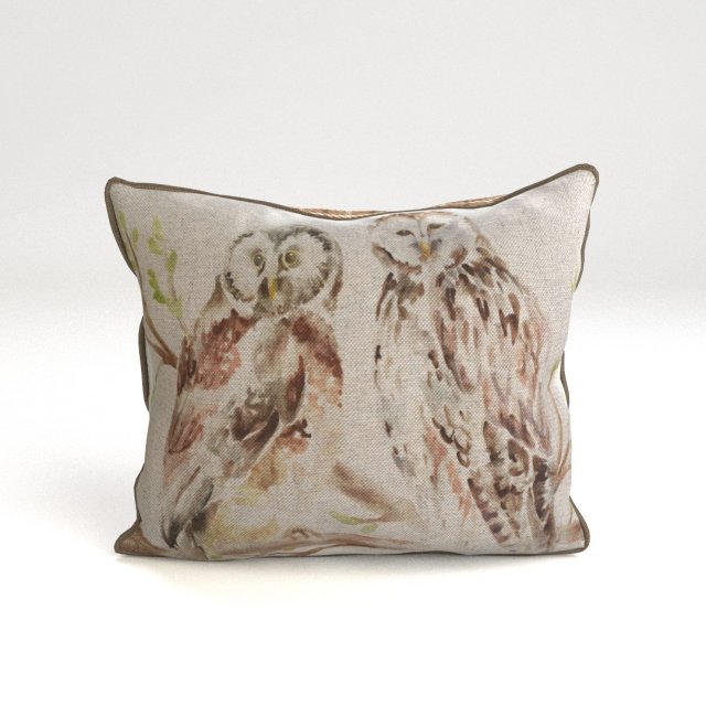 voyage cushion - owls piped pillow 3D 모델 .c4d .max .obj .3ds .fbx .stl .blend 