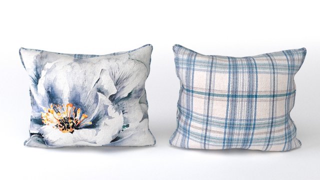 voyage cushion - peony blue piped pillow Modelo 3D .c4d .max .obj .3ds .fbx .stl .blend