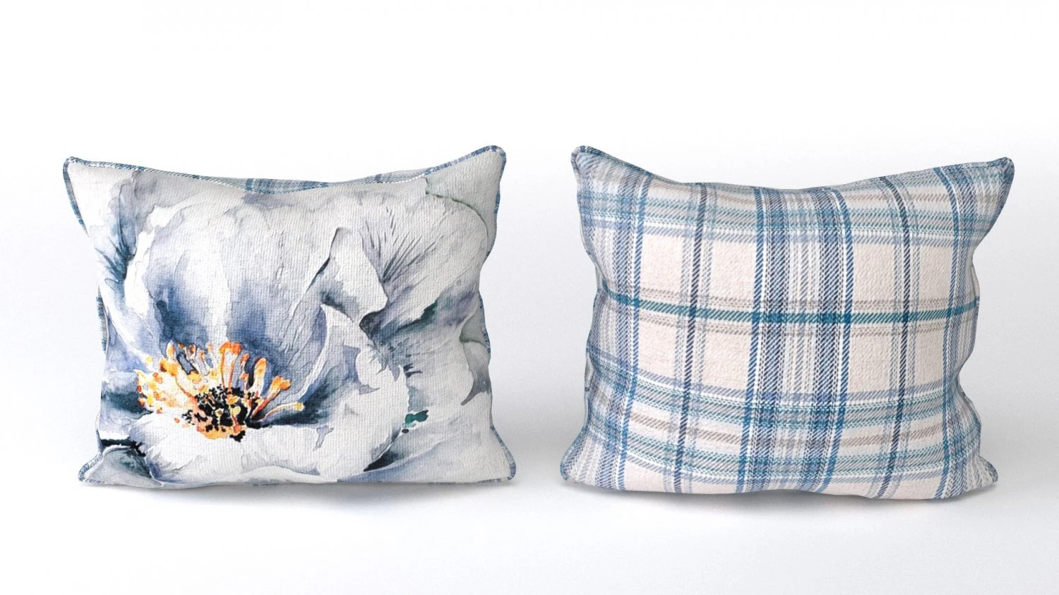 voyage cushion - peony blue piped pillow 3D Model .c4d .max .obj .3ds .fbx .stl .blend 