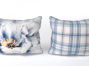 voyage cushion - peony blue piped pillow 3D Model
