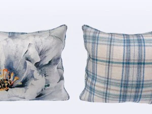voyage cushion - peony blue piped pillow 3D Model