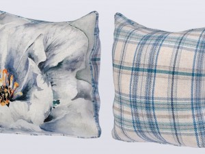 voyage cushion - peony blue piped pillow Modelo 3D
