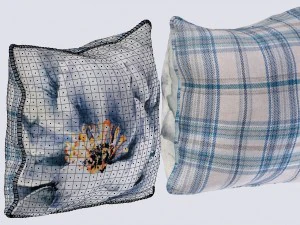 voyage cushion - peony blue piped pillow 3D Model
