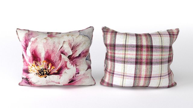 voyage cushion - peony pink piped pillow 3D 모델 .c4d .max .obj .3ds .fbx .stl .blend 