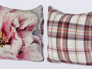 voyage cushion - peony pink piped pillow 3D Model