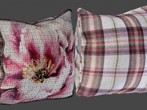voyage cushion - peony pink piped pillow 3D Model