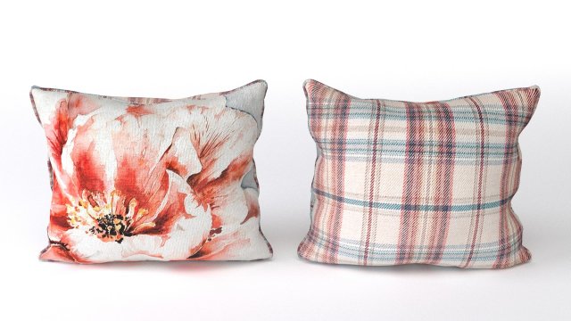 voyage cushion - peony red piped pillow Modello 3D .c4d .max .obj .3ds .fbx .stl .blend 