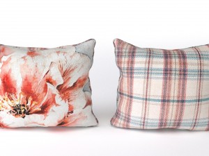 voyage cushion - peony red piped pillow 3D Model