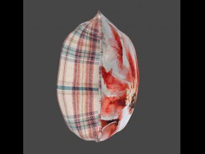 voyage cushion - peony red piped pillow 3D Model