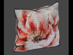 voyage cushion - peony red piped pillow 3D Model