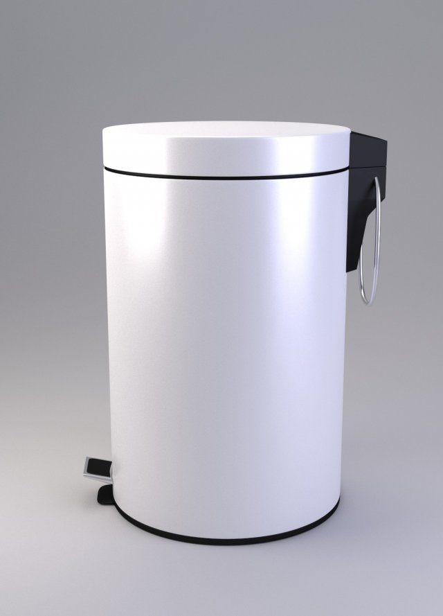 white pedal bin 3D Модель .c4d .max .obj .3ds .fbx .stl .blend 