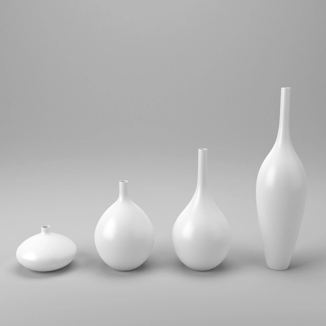 white decor vase set 3D Model .c4d .max .obj .3ds .fbx .stl .blend