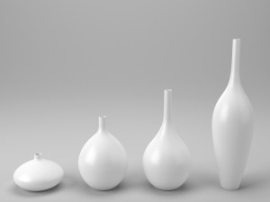 white decor vase set 3D 모델