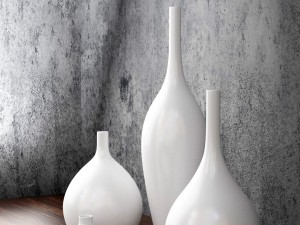 white decor vase set Model 3D