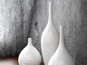 white decor vase set 3D Model