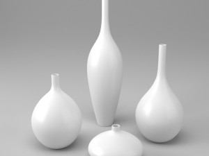 white decor vase set Model 3D