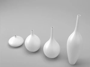 white decor vase set 3D Model