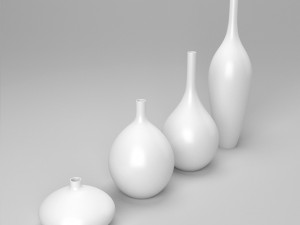 white decor vase set Model 3D