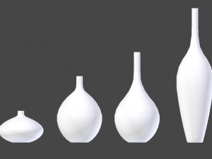 white decor vase set Model 3D
