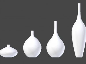 white decor vase set 3D Model