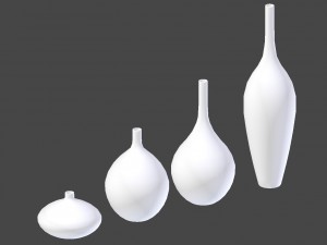 white decor vase set Model 3D