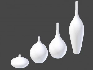 white decor vase set 3D Model