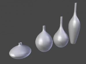 white decor vase set 3D Model