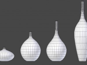 white decor vase set Model 3D